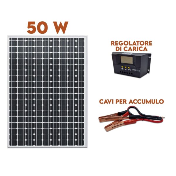 Maka Kit Pannello Solare Pannello Fotovoltaico e Regolatore di Carica Solare da 30 A Cavo Solare per balcone camper casa PANNELLO 50W + REGOLATORE